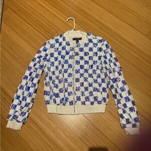 Forever 21 Blue and Purple Sequin Bomber Jacket